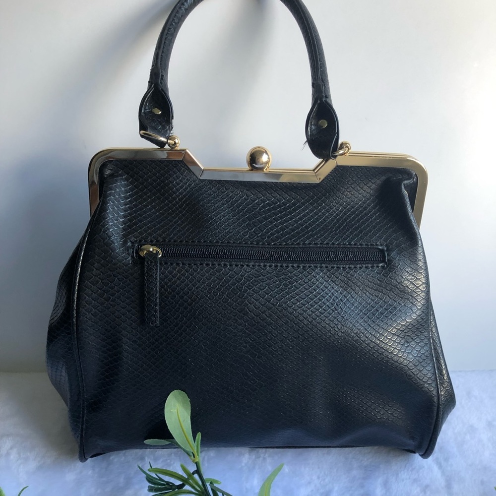 LuLu By LuLu Guinness Reptile Faux Leather Crossbody Bag, Black - Picture 2 of 12